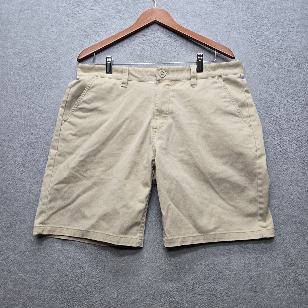 Brixton Men Shorts 34 Beige Chino Twill Choice Button 8" Inseam